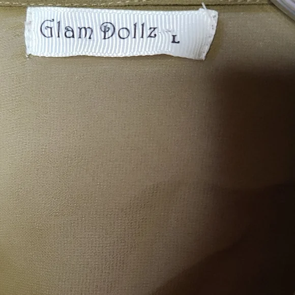 Glam Dollz embellished cross button down shirt Lg - Picture 4 of 7